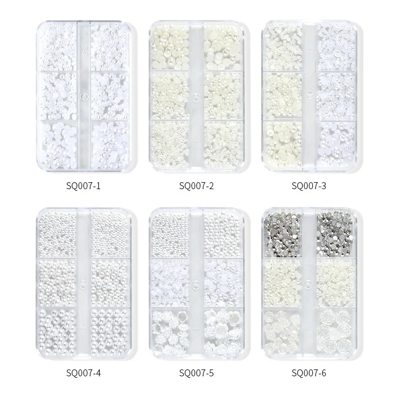 3D Nail Art Rhinestones Nail Decorations Gems Crystal Pearl Butterfly Half Beads Nail Art DIY Decoration Wholesale Mix Size