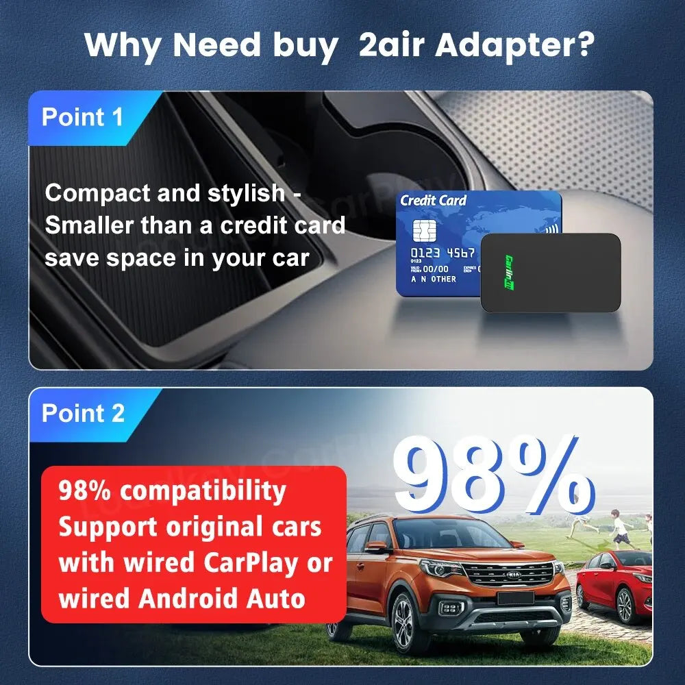 CarlinKit 5.0 Wireless CarPlay Android Auto Adapter 3 in 1 Wireless Car Adapter for Mazda Toyotal Peugeot Volvo Kia Spotify