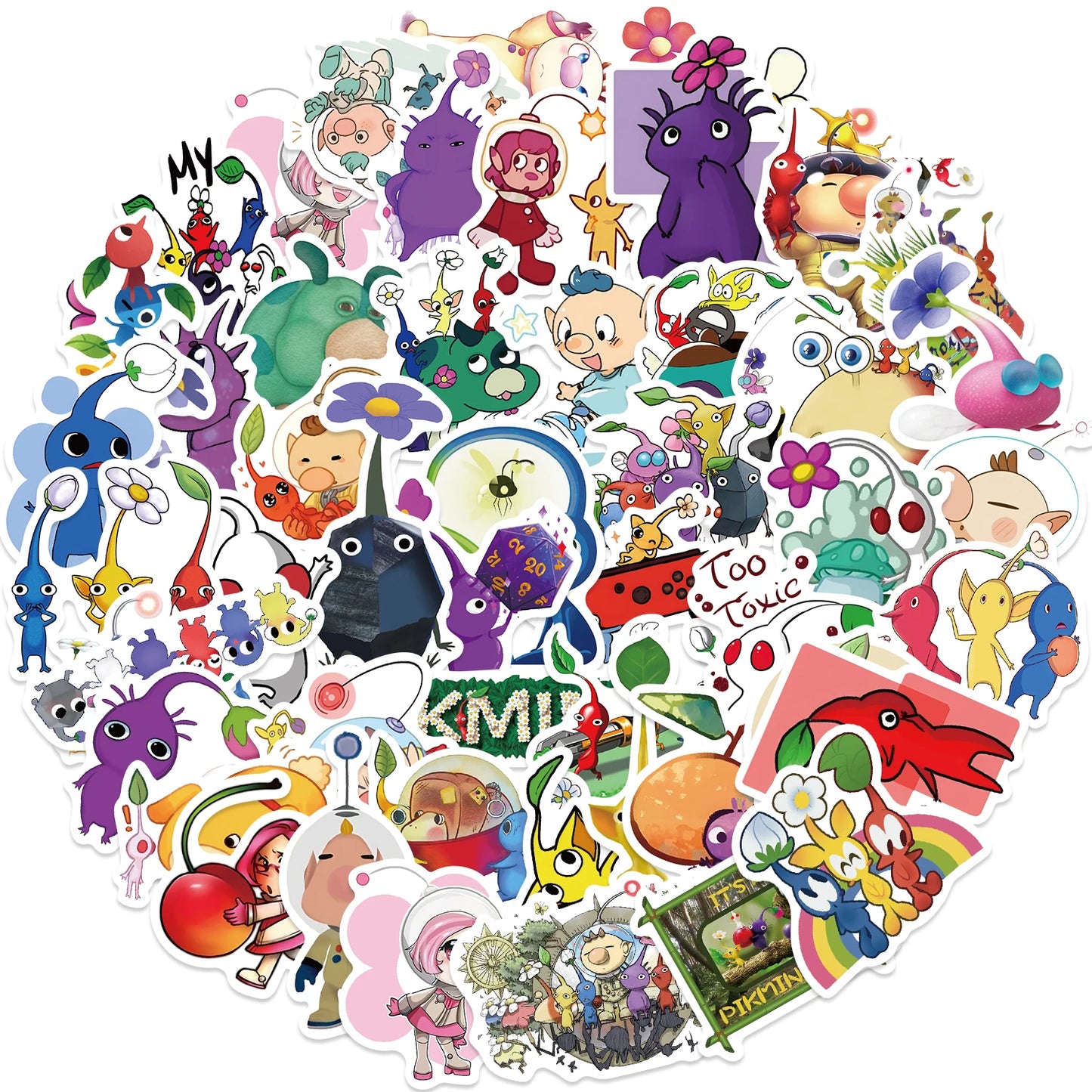 50pcs Cute Cartoon Pikmin Game Stickers for Kids Toys Waterproof Graffiti Laptop Skateboard Car Cool Anime Stickers Decals