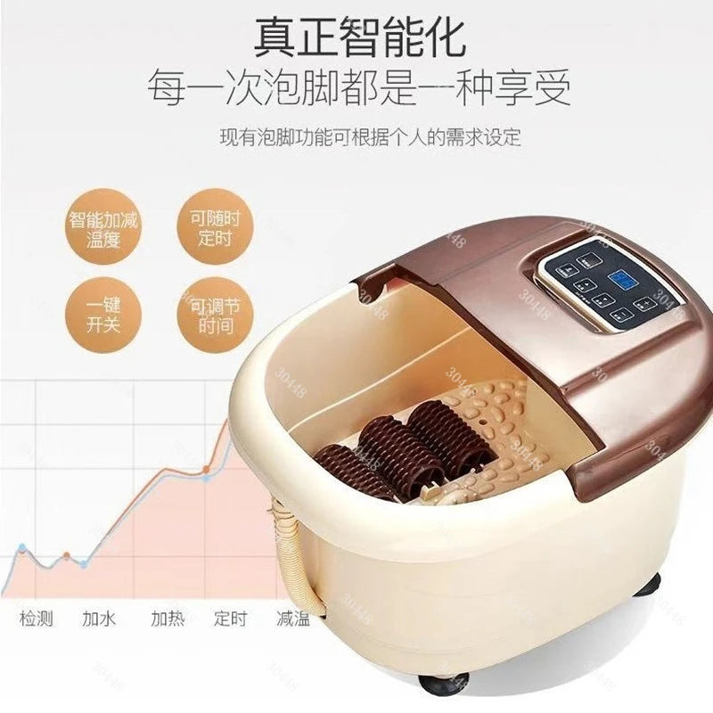 Electric Foot Spa Full-Automatic Massage Home Surfing Foot Bath Vibration Soaking Heater Foot Therapy Machine