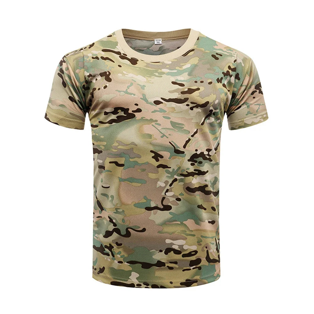 Camouflage 3D T-shirt men's outdoor fashion casual round neck short sleeved summer street outdoor sports T-shirt lightweight bre