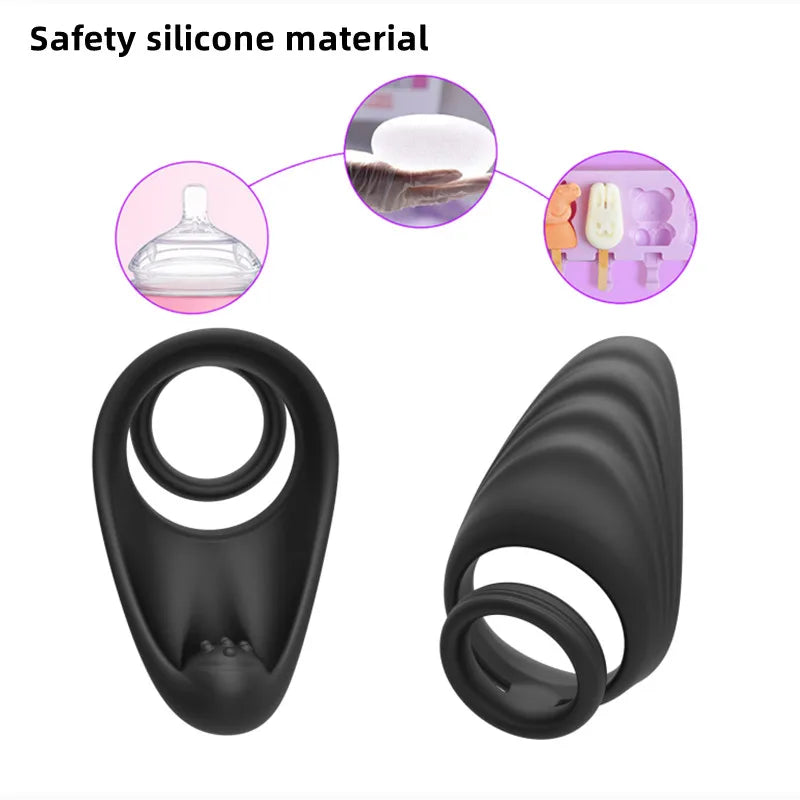 Double Penis Ring Silicone Semen Lock Rings Delay Ejaculation High Elasticity Time Lasting Cock Ring Sex Toys For Couples Adults
