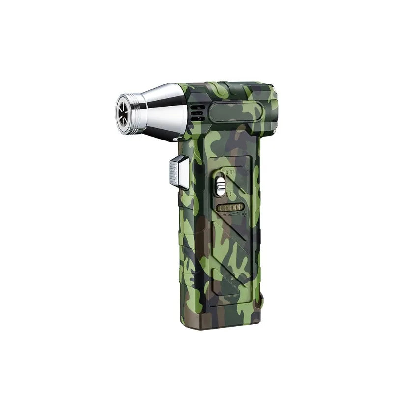 Outdoor Multifunctional Green Flame Butane Torch Lighter Three in One Whistle Lifesaving Whistle and Compass Welding Gun Lighter