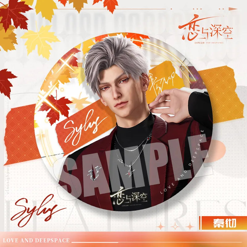 2025 75MM Love and Deepspace Sylus Rafayel Zayne Xavier Caleb Anime Flash Breeder Badge Emblem Brooch Cospaly Cartoon Gifts New
