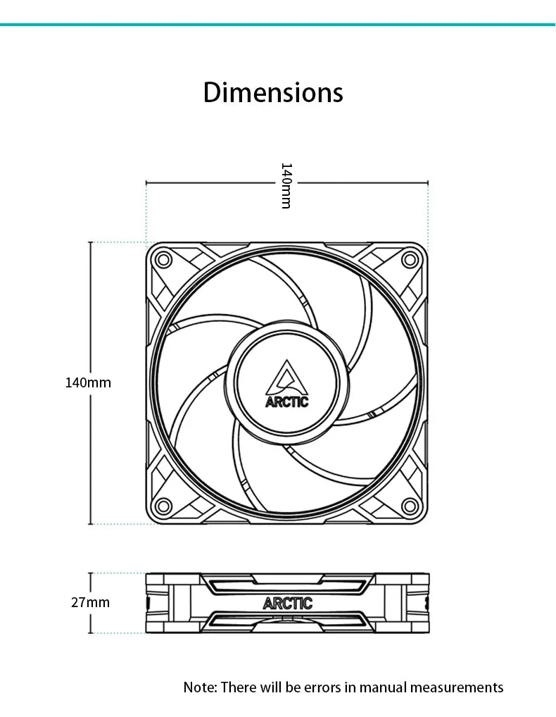 ARCTIC P14 Pro PST, High-Performance 140mm Case Fan with PWM Sharing Technology (PST), Speed:400–2500 RPM, Fluid Dynamic Bearing