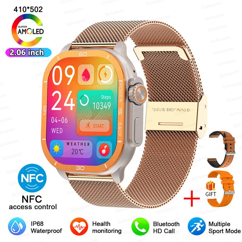 2025 New 49mm Smart Watch Men Women NFC Smartwatch BT Call Waterproof Wireless Charging AMOLED Screen Watch Ultra2 For Apple IOS
