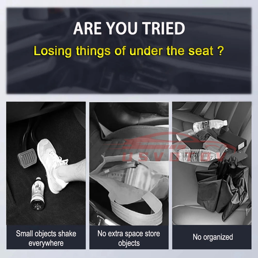 For Tesla Model Y High Capacity Organizer Case Felt Cloth Drawer Holder Under Seat Hidden Box Storage Box Black