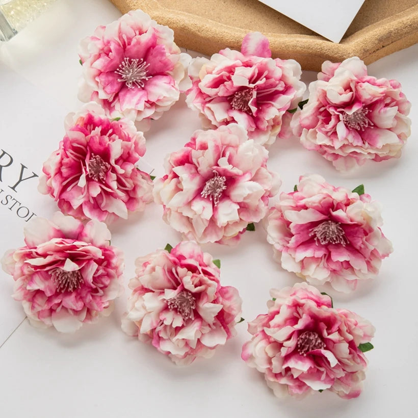 5/10pcs Artificial Flower Silk Peony Scrapbook Diy Home Vase Christmas Wreath Wedding Wall Decoration Garden Arch Accessories