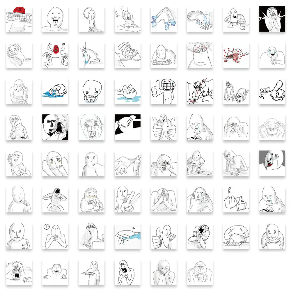 62PCS Emotional breakdown Mental state meme sticker funny sticker Scrapbook DIY Child Phone Stationery Supply for Kid