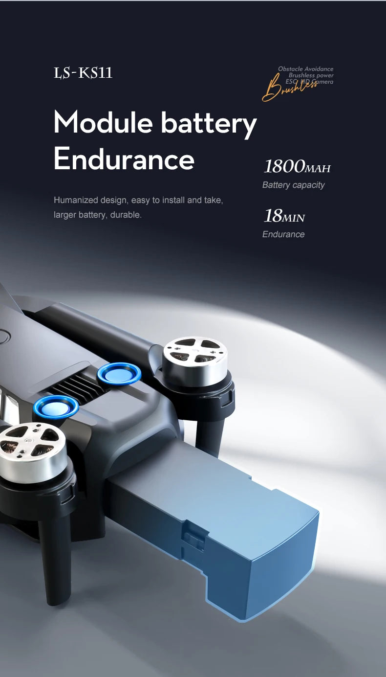 New LS KS11 Mini Drone 4K Professional Dual Camera Obstacle Avoidance Optical Flow Positioning Brushless RC Dron Quadcopter