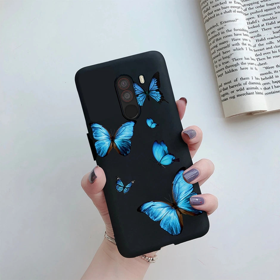 For xiaomi Pocophone F1 Case for xiaomi Poco F1 Case Silicone Soft TPU Phone Cases for PocoF1 Back Cover Heart Butterfly Bumper