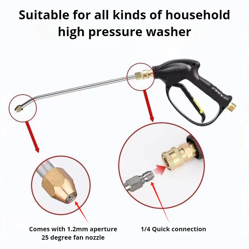 25°/90°/U High Pressure Washer Extension Wand With 1/4 Quick Connector Lance Spear With CurvedHead Rod Cleaning Tool for car