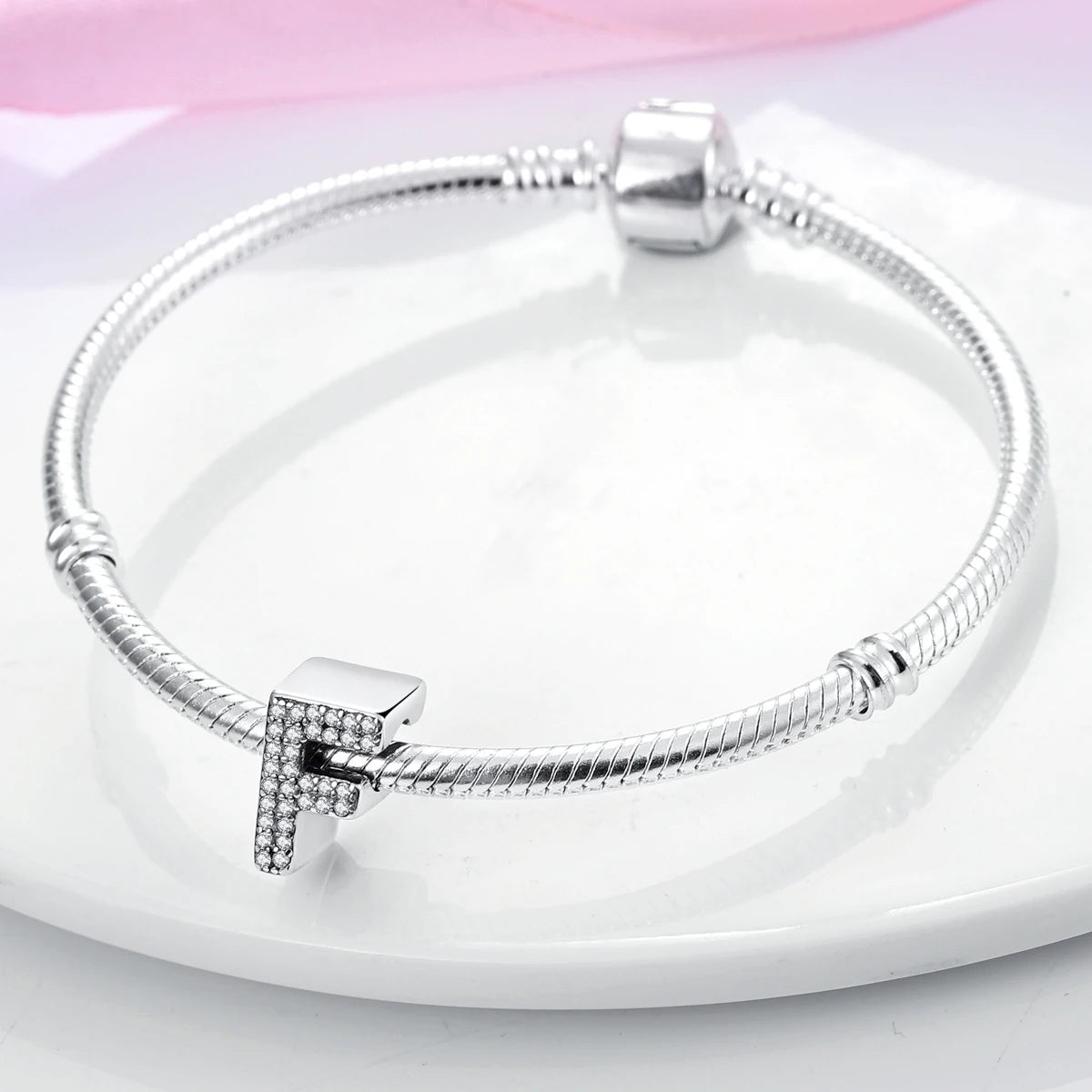 Real 925 Sterling Silver Charms Bracelets Classic 26 Letters Alphabet Charms Beads For Women Fine DIY Wedding Jewelry Gift