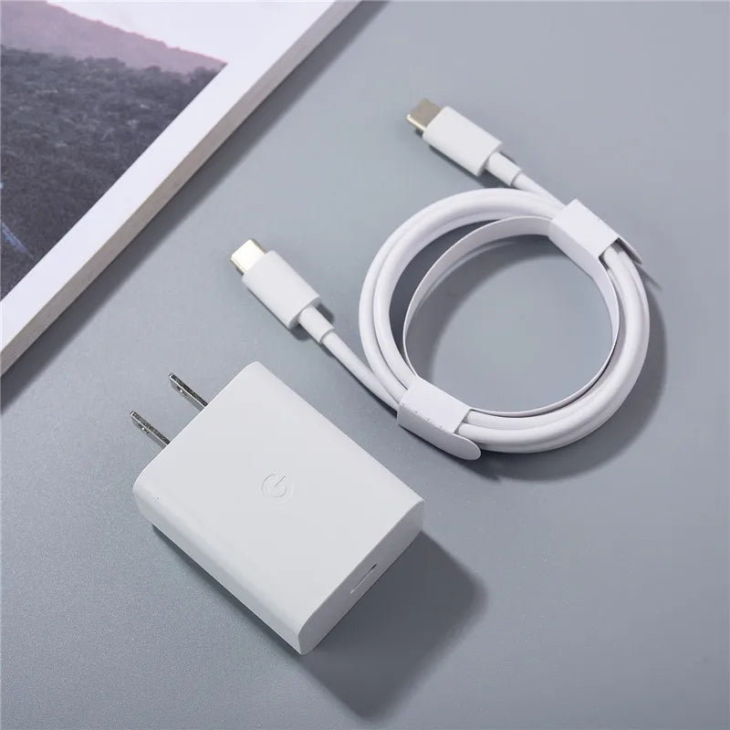 Google 30W PD Fast Charger for Pixel 8 7 6 Pro 8A 7A 6A 5A 4XL 4A EU/US/UK Power Wall Charge Adapter 100cm USB C to USB C Cable