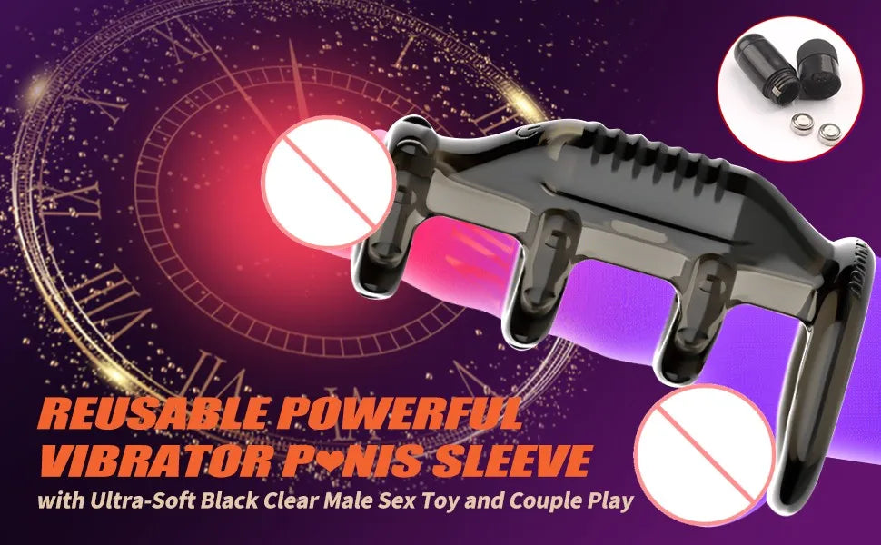 2 in 1 Male Delay Cock Ring Sleeve Penis Vibrating Ring Strap Dildo G spot Stimulator Vibrator Enlargement Extender For Couples