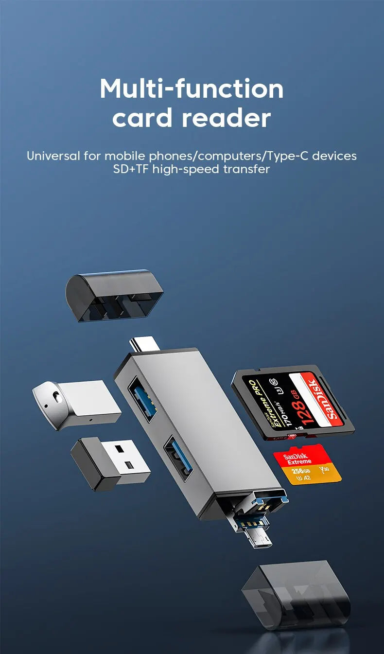 USB 3.0 7 in 1 Multi-Function Card Reader High-Speed Transfer Universal SD/TF Card PC Notebook Accessories High-Speed Card Reade