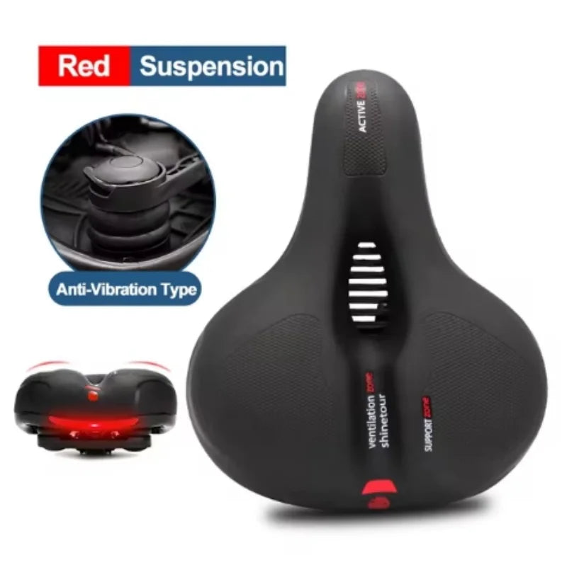 Hollow Breathable Bicycle Saddle Men Women MTB Road Bike Saddle Shock Absorbing Comfortable Big Butt Bike Seat Safety Warning A