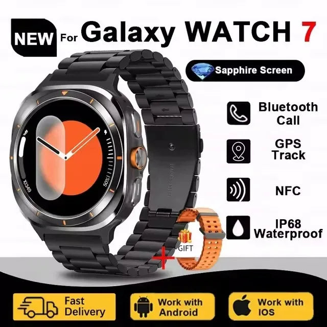 Galaxy Watch 7 Ultra GPS Tracking Smart Watch Men Amoled Screen Heart Rate Bluetooth Call NFC Sports Smart Watch For Android IOS