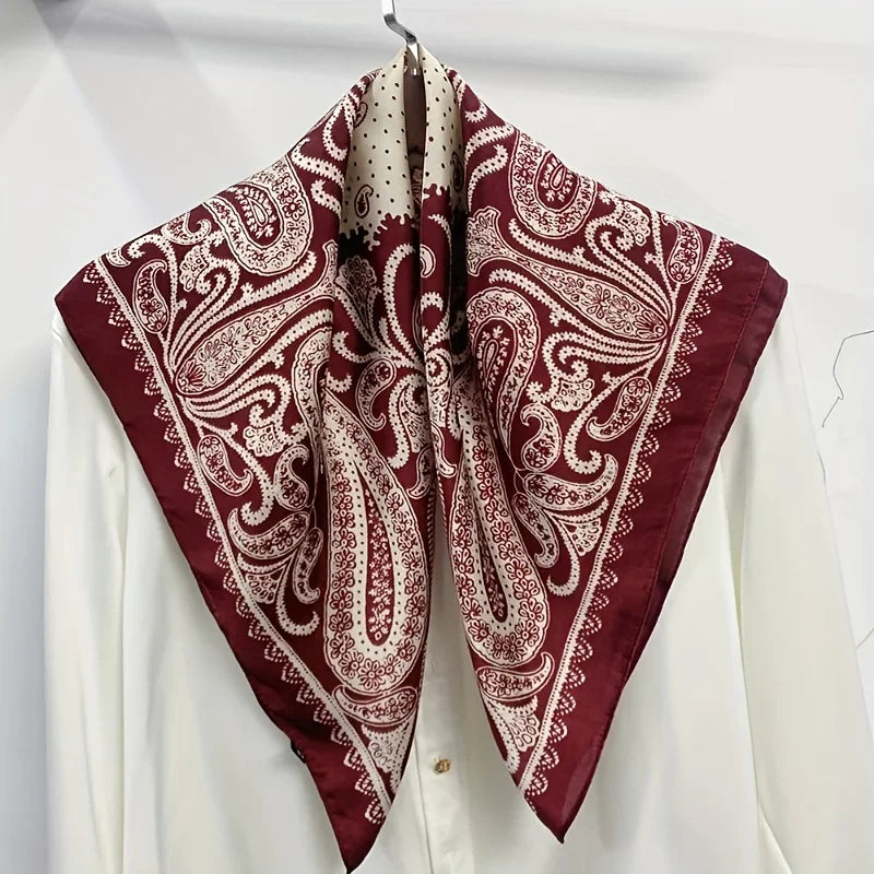 2025 New Paisley Print Small Square Scarf Soft Satin Silk-like Thin Neck Scarf Mature Style Sunscreen Headscarf For Women