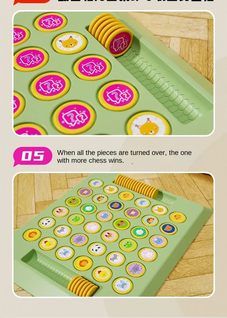2024 New Two-player Animal Flip Chess Children's Pairs of Touch Shen Ji Miaoji Parent-child Interactive Puzzle Reasoning Game