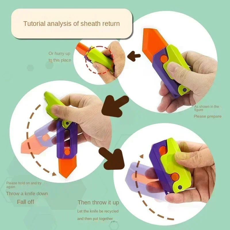 3D Gravity Radish Knife Decompression Toy Q Version Super Cute Healing Knife Children's Toy Christmas Gift
