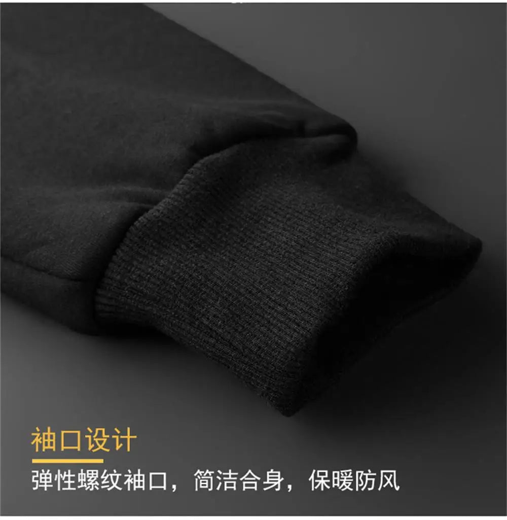 Winter Lambswool Zipper Hoodies High Quality Fleece Jackets Plus-Size Thick Warm Jacket Solid Color Outwear Hooded Coat For Men