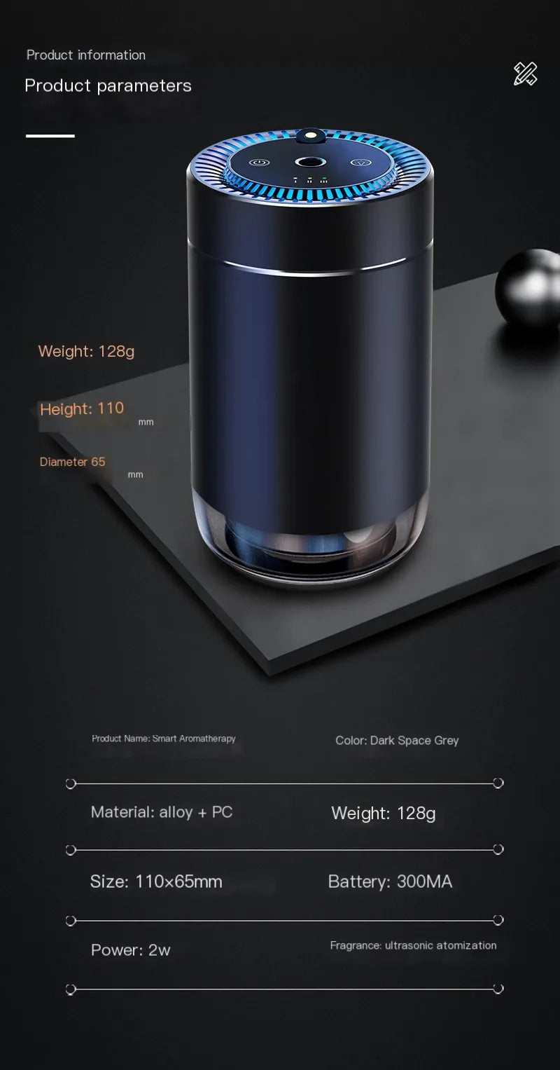Smart Car Air Freshener with Projector Light - Car Star Top - USB Rechargeable Fragrance Diffuser - Adjustable Fragrance Intensi