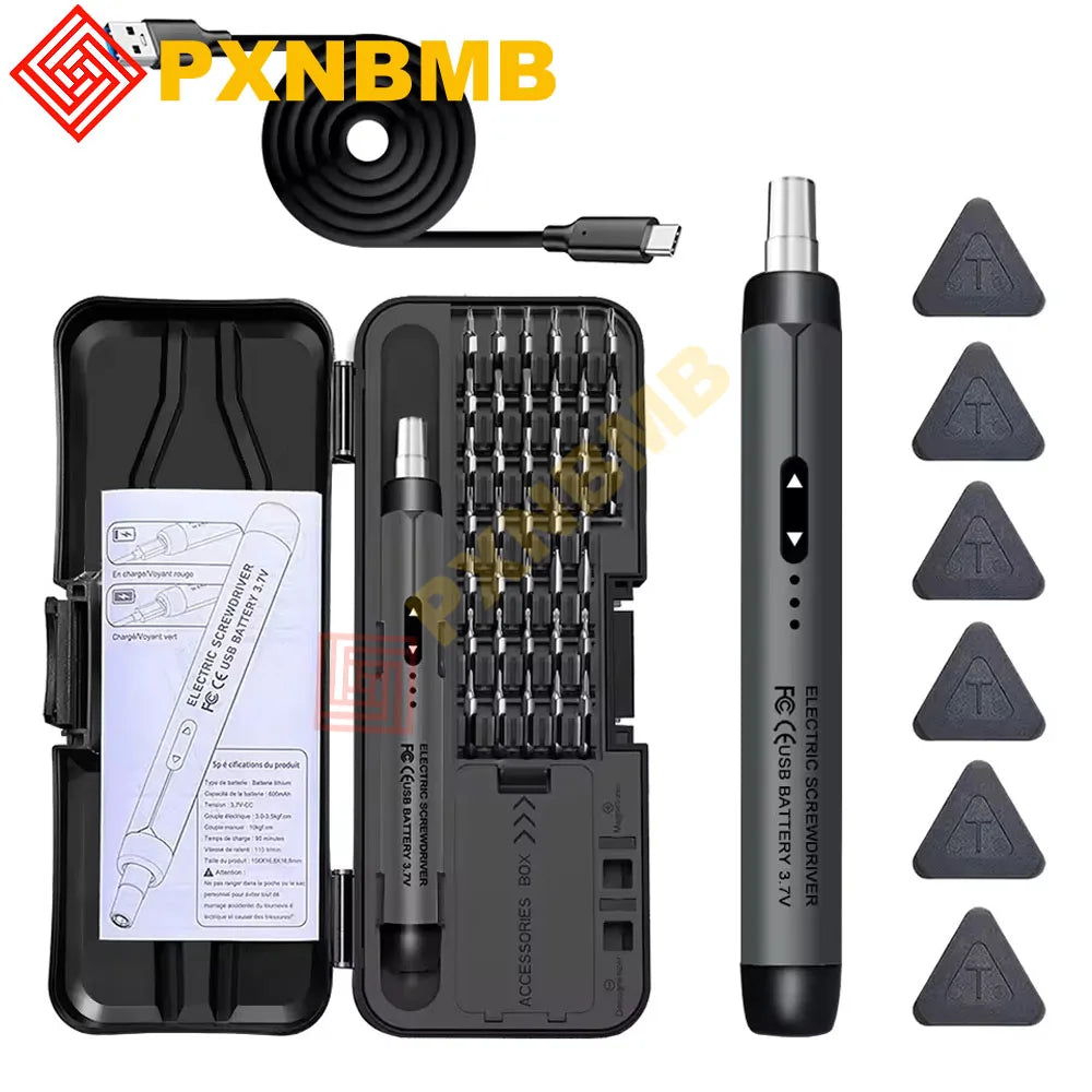 Type-c Electric Screwdriver Set Precision Power Tools Rechargeable Wireless Mini Small Bits for Mobile Cell Computer Repairs CRV