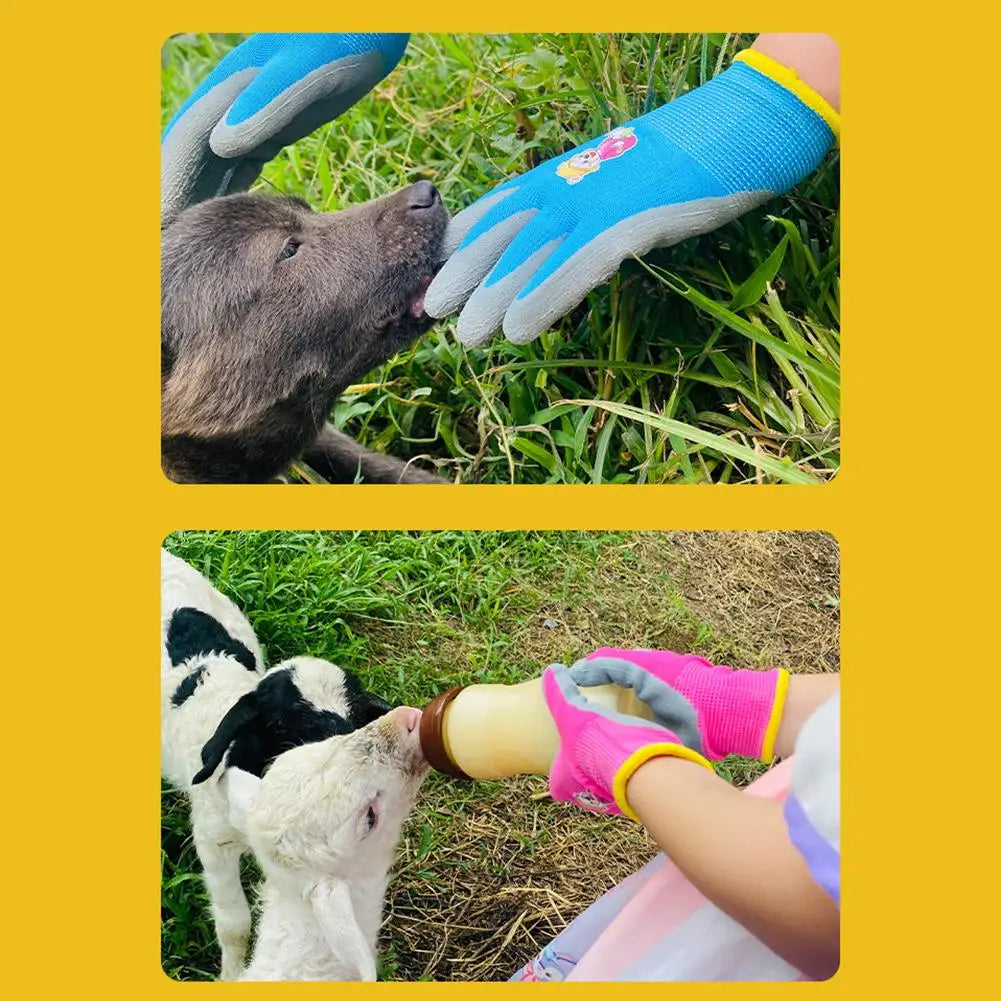 Gardening Gloves Kids Durable Waterproof Garden Work Gloves Non-Slip Children Safety Yard Work Gloves Portable Garden Supplies