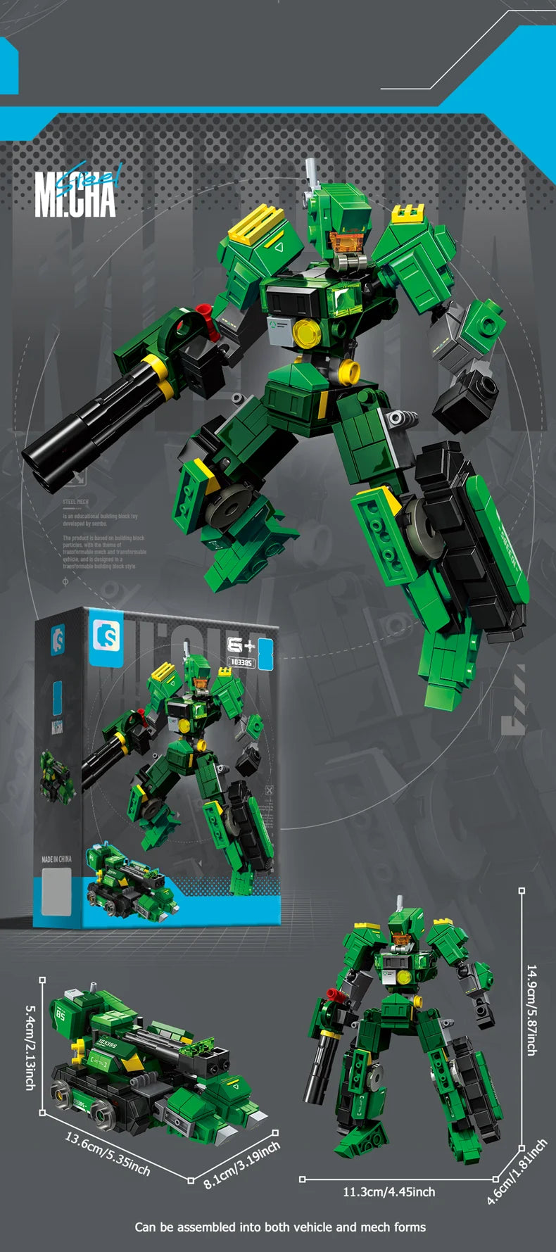 SEMBO Transforming Mech Assemblage Building Block MOC Robot Model Bricks Car Construction Set Kids Toys for Boys Birthday Gifts