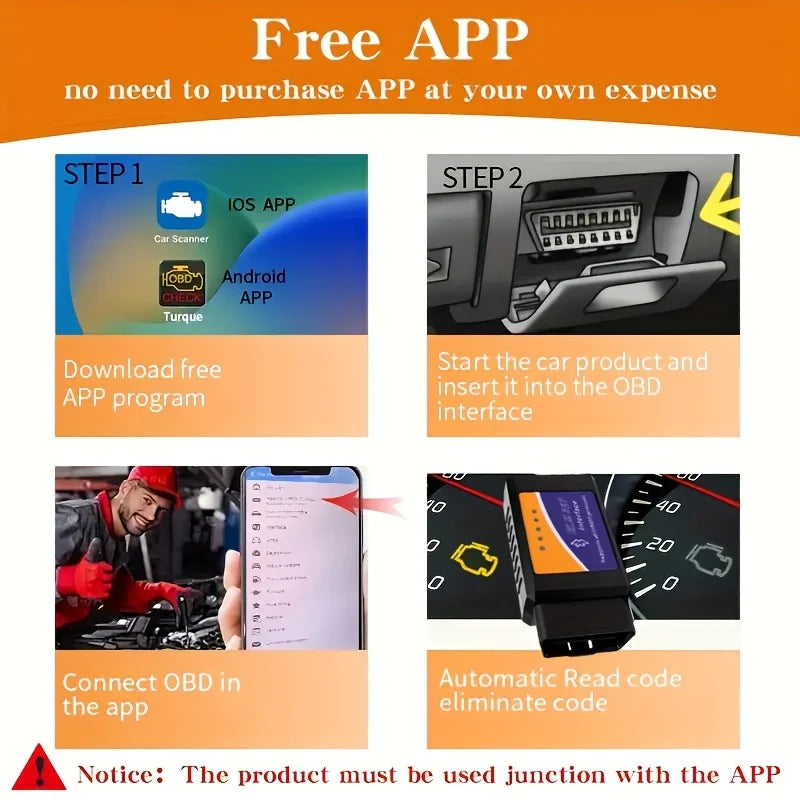 Wireless Obd2 Scanner - Full System Scan, Emission Test, Real-Time Data Analysis, Compatible with Android and Ios, No Battery Required, Obd-Ii Interface Car Diagnostic Tool, Suitable for Most Vehicles