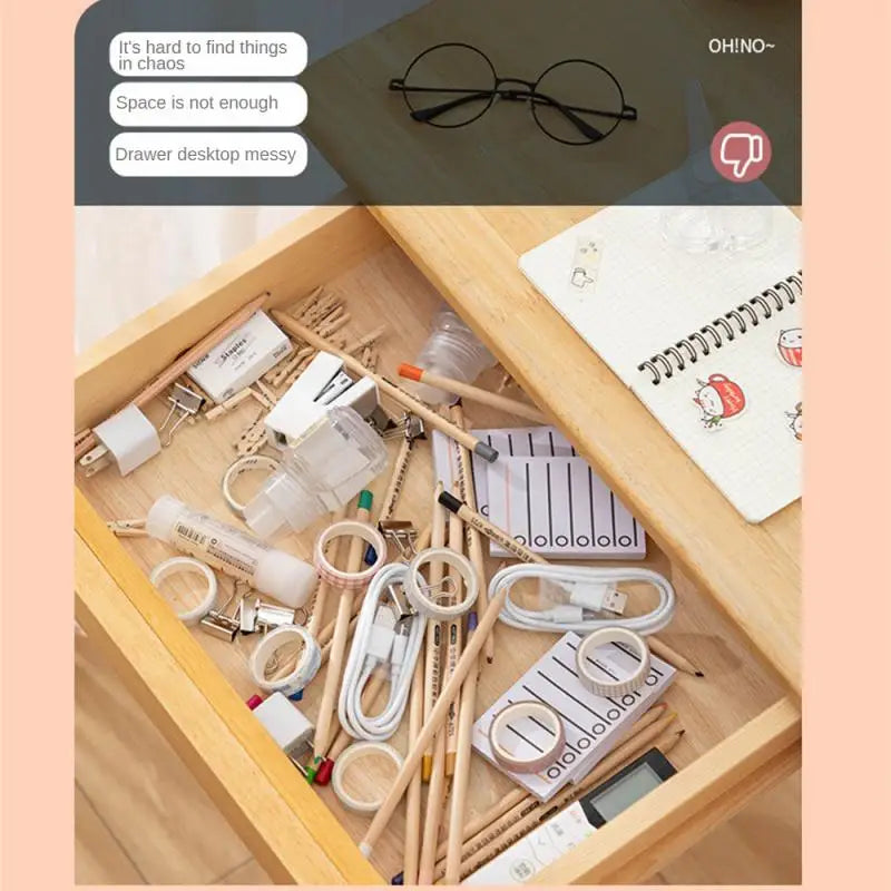 Desk Drawer Organizer Desk Sundries Stationery Storage Box Bin Cosmetics Makeup Organizer Home Office Drawer Divider Container