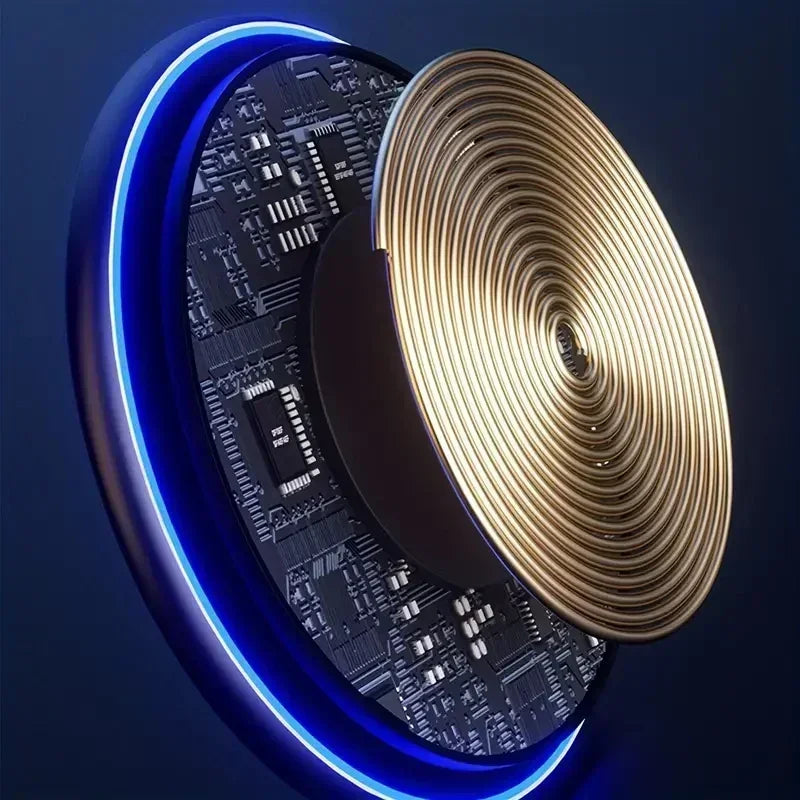 100W Metal Wireless Charger Pad Led Light for iPhone 16 15 14 13 12 Pro Max Samsung Xiaomi Mini Fast Wireless Charging Station