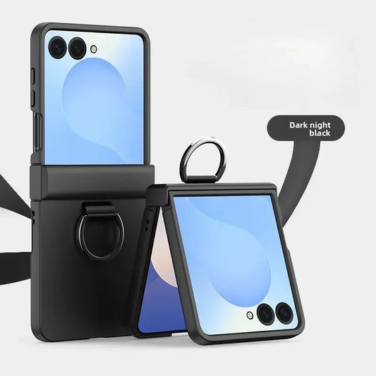 Ring Folding Phone Case for Samsung Galaxy  Z Flip  7 6 5 4 3 ZFlip7 FE All Inclusive Hinge ProtectiveShockproof Cover