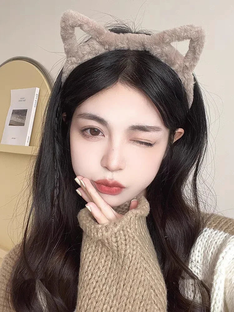 Plush Cat Ear Lolita Headbands Girls Cartoon Furry Hair Bands Hoop Women Cosplay Costume Party Headwear Korean Hair Accessories