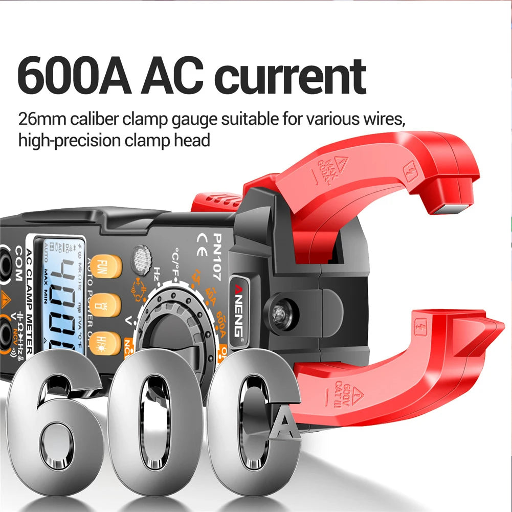 ANENG PN107 Digital Clamp Meter Multimeter Professional 600A AC Current Tester Ammeter Voltmeter with Temperature Frequency Tool