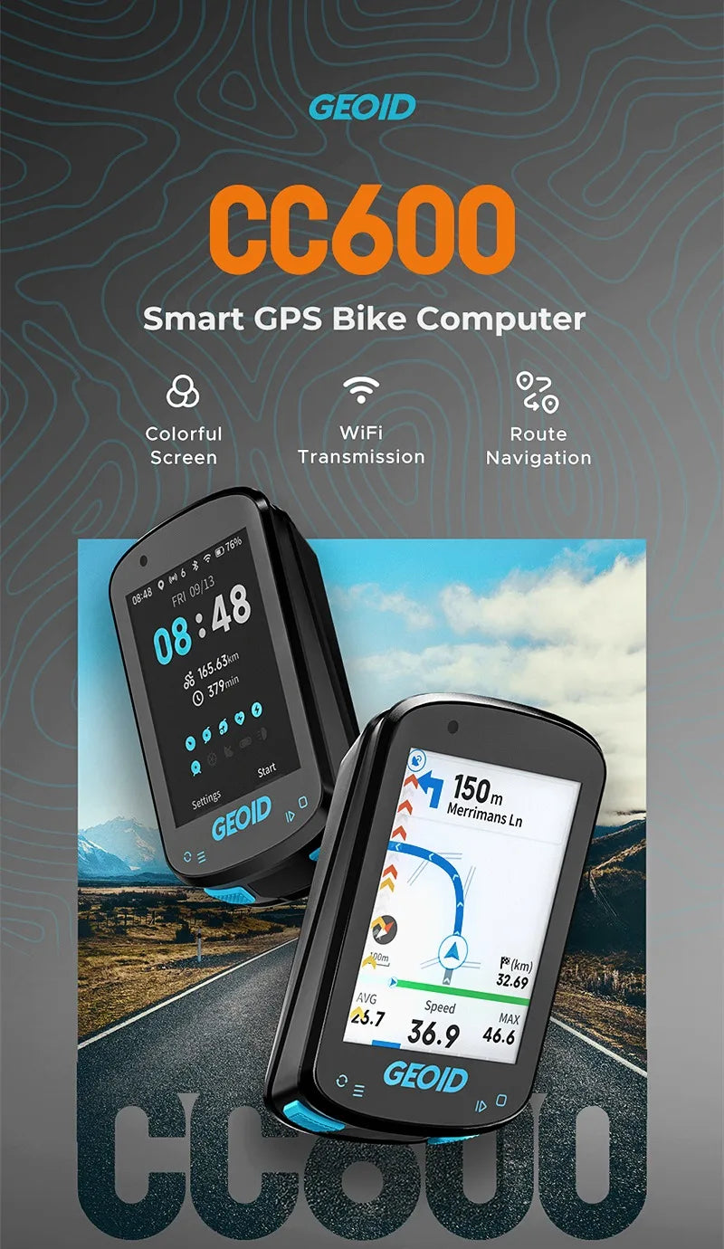 GEOID CC600 Smart Colorful Bike Computer Waterproof Wireless GPS Speedometer Support Automatically WIFI ANT+ Cycling Odometer