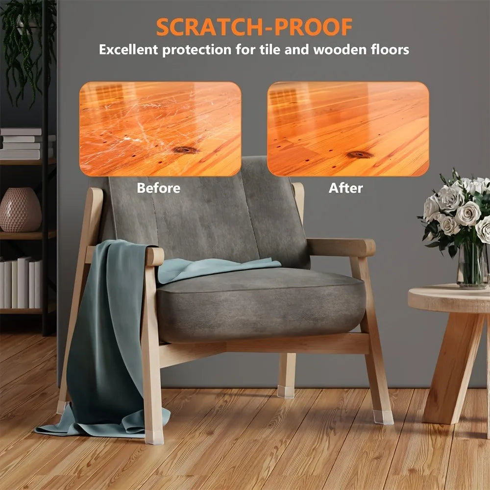 16/32PCS Chair Leg Floor Protectors for Hardwood Floors, Thick Silicone Rubber Covers, Scratch-Resistant & Noise Reducing