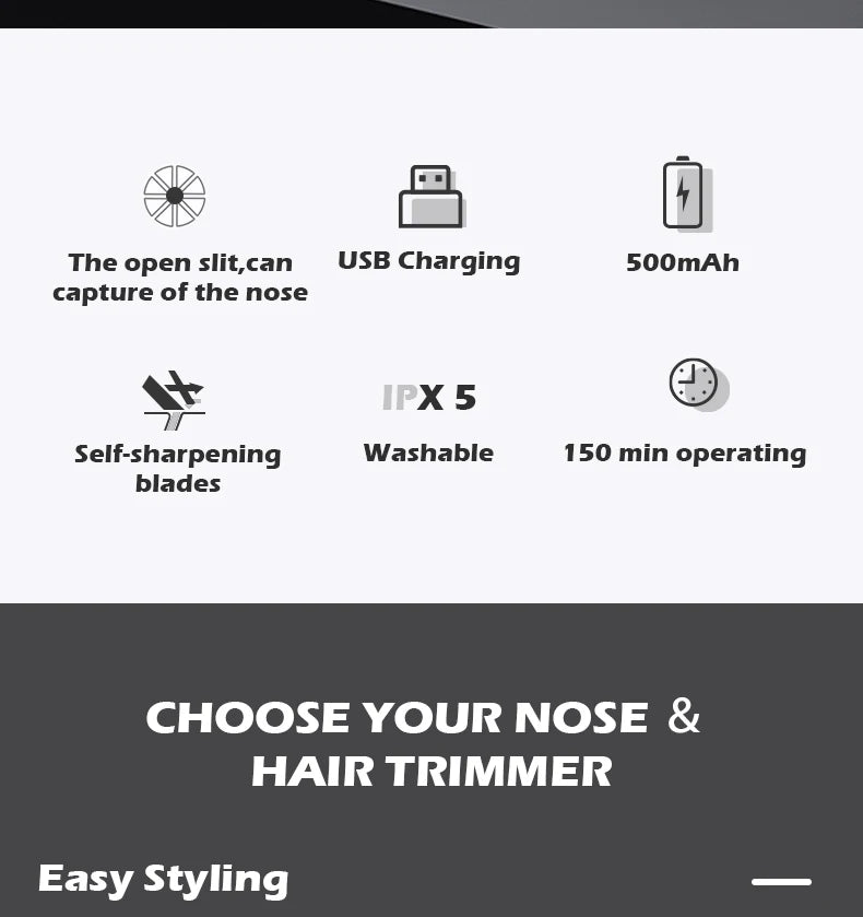 VGR Nose Hair Trimmer Professional Mini Hair Trimmer Electric Nose Trimmer 2 In 1 Rechargeable Waterproof V 613