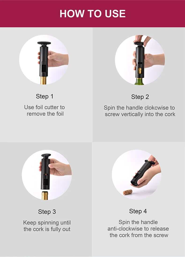 FLYMUYU Creative Wine Opener Manual Bottle Opener Corkscrew Sparkling Wine Kitchen Tool Corks Openers Useful Kitchen Accessories