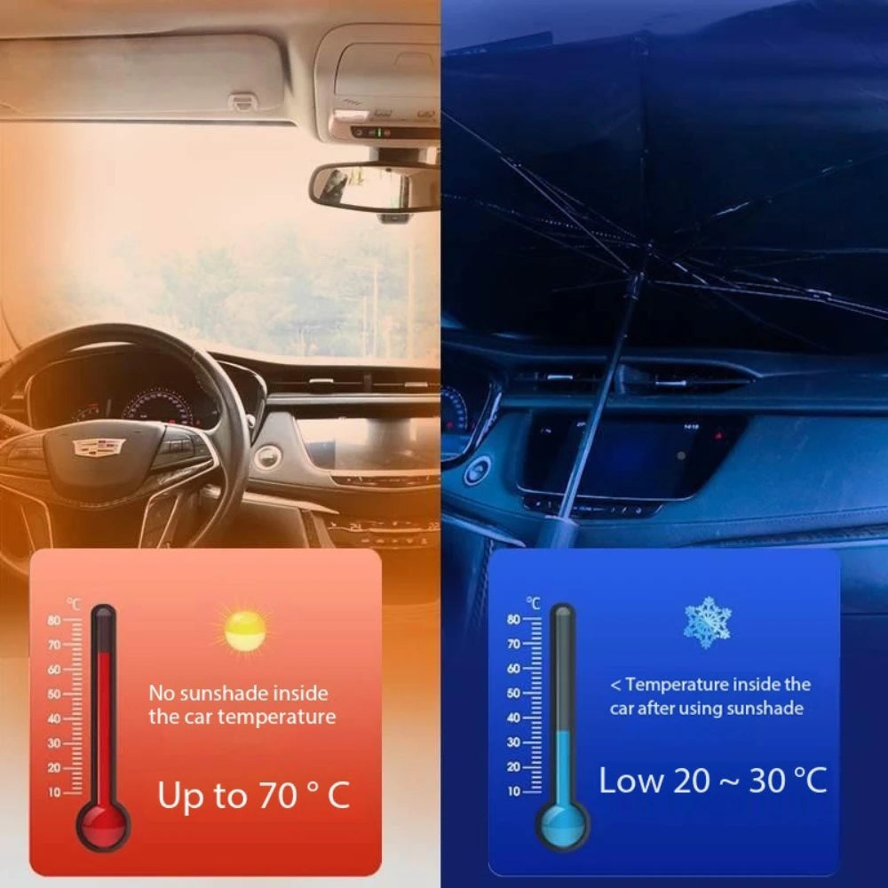 Car Titanium Silver Sun Shade Umbrella Portable Foldable Car Thermal Insulation Expansion and Contraction Windshield Umbrella