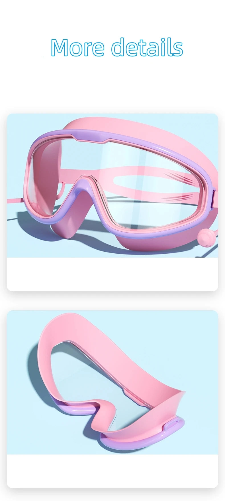 Kids Swimming Goggles Big Frame HD View Anti-fog Waterproof Children's Swim Goggles Boys and Girls Multi-color to Choose