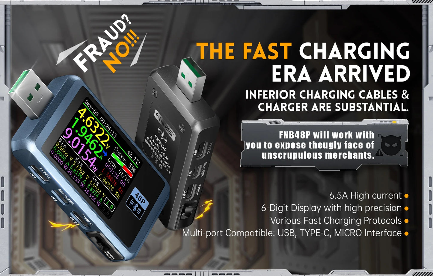 FNIRSI-C1 Type-C PD Trigger USB-C Voltmeter Ammeter Fast Charging Protocol Test Type-C Meter Power Bank tester With PC Software