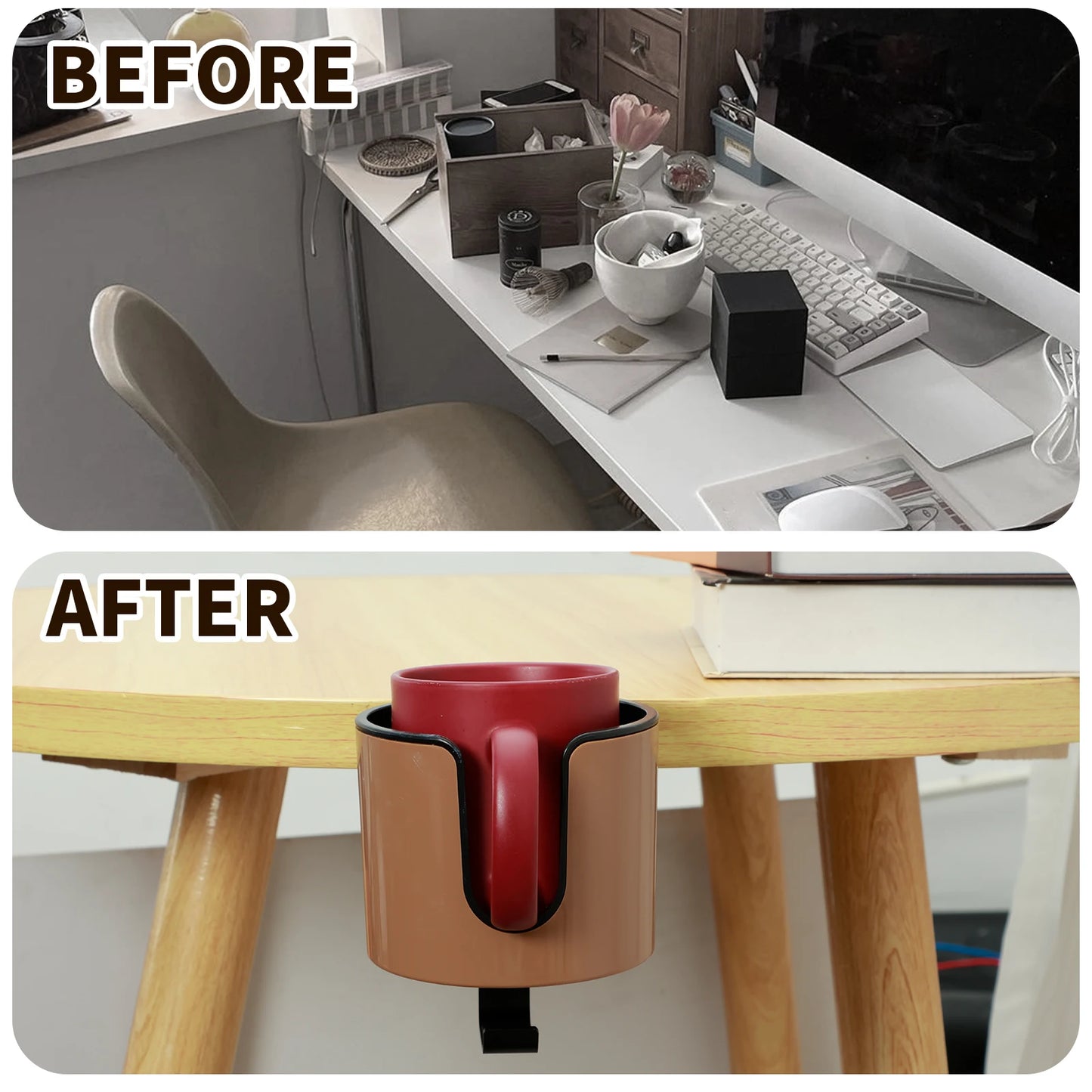 2 IN 1 Headphone Holder Nonslip Adjustable Desk Clamp Cup Rack for Coffee Mugs Water Cups Headphone Gaming Desk Accessories NEW