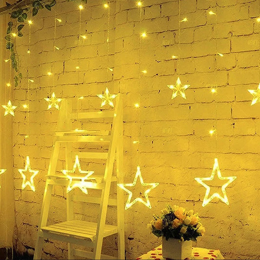 3.5M 138LEDs Star Curstain LED Fairy String Light Christmas Lights Decor For Home Bedroom Window Birthday Party Holiday Lighting