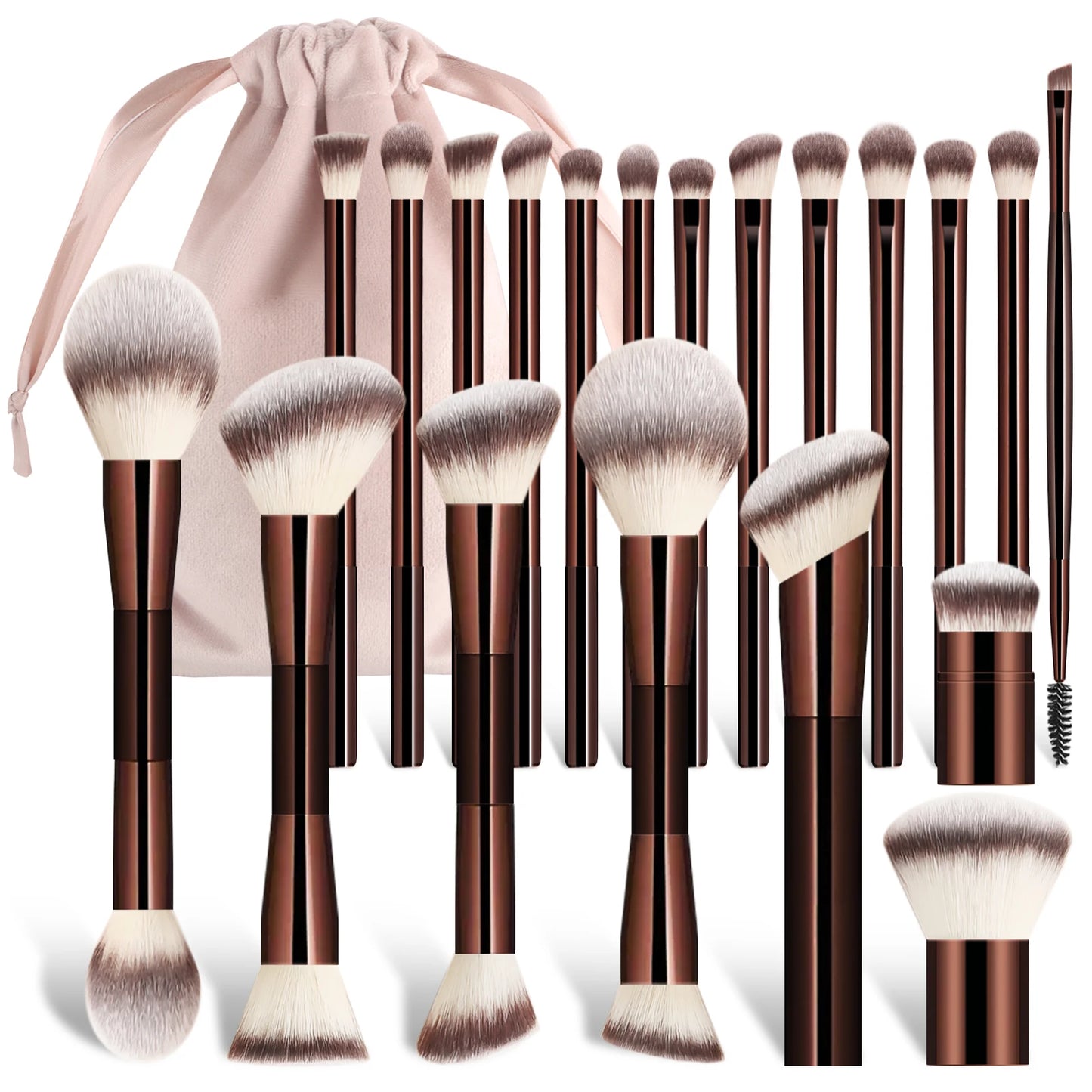 20pcs Makeup Brush Set Including Powder Brush Blush Brush Highlighter Brush Eyeshadow Brush Lash Brush Eyeliner Brush