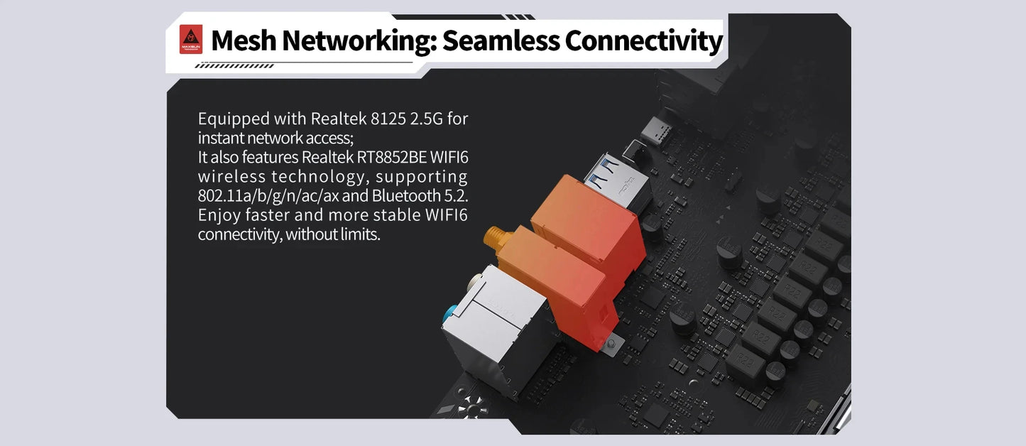 MAXSUN Terminator B650M WiFi6 Computer Motherboard support AMD CPU AM5 Ryzen7000 Ryzen8000 Ryzen9000 Bluetooth 5.2 DDR5 SATA3.0