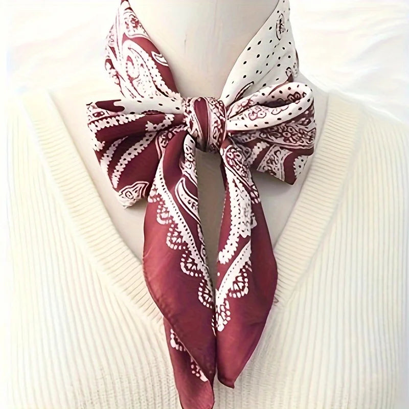 2025 New Paisley Print Small Square Scarf Soft Satin Silk-like Thin Neck Scarf Mature Style Sunscreen Headscarf For Women