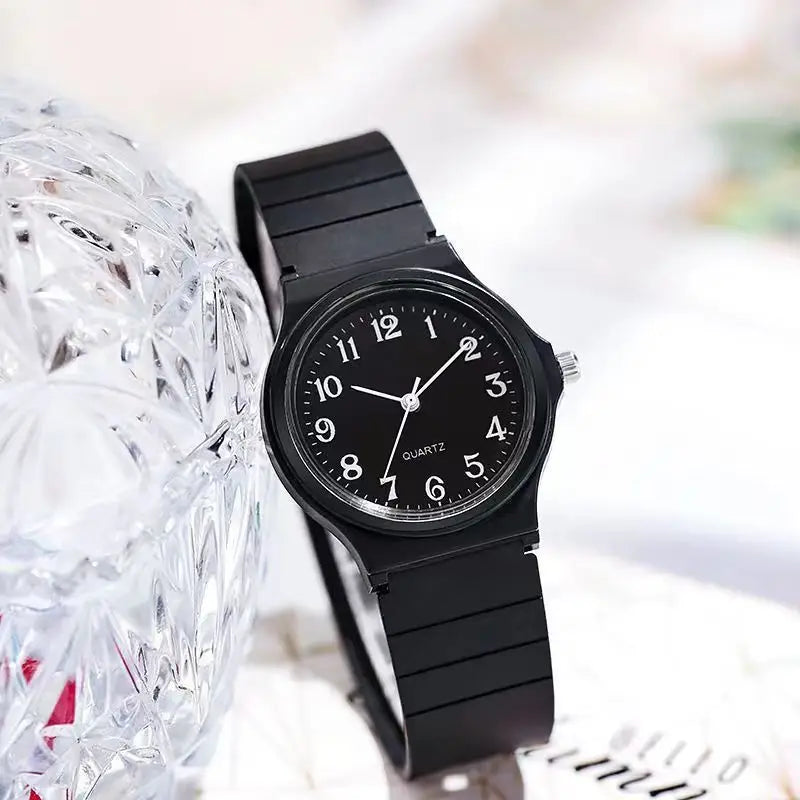 YIKAZE Exam Watch Silicone Strap Simple Women Watch Student Ladies Quartz Wristwatch Waterproof Round Small Dial for Women