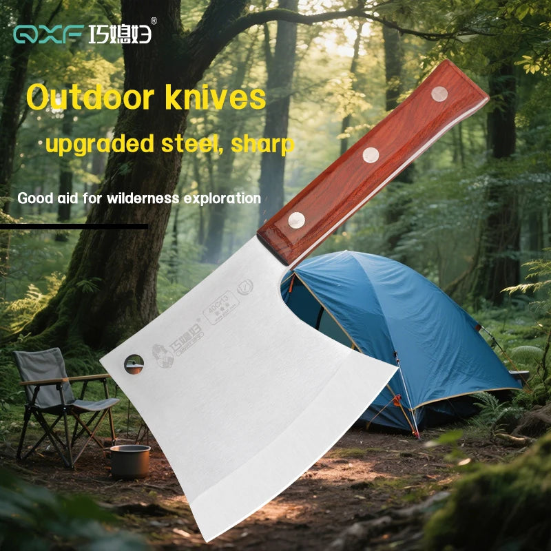 Manganese Steel Butcher Axe | Heavy-Duty Bone Chopper for Home & Commercial Use | Full Tang Forged with Anti-Slip Handle & Hangi